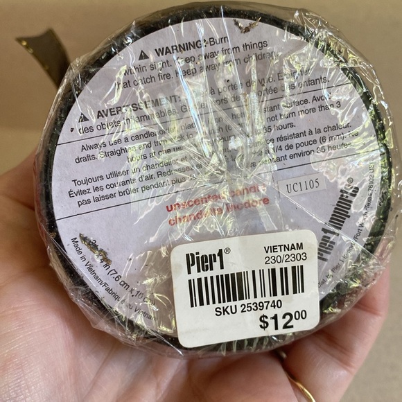 Pier 1 Unscented Candle with gold tone Base - Picture 3 of 4